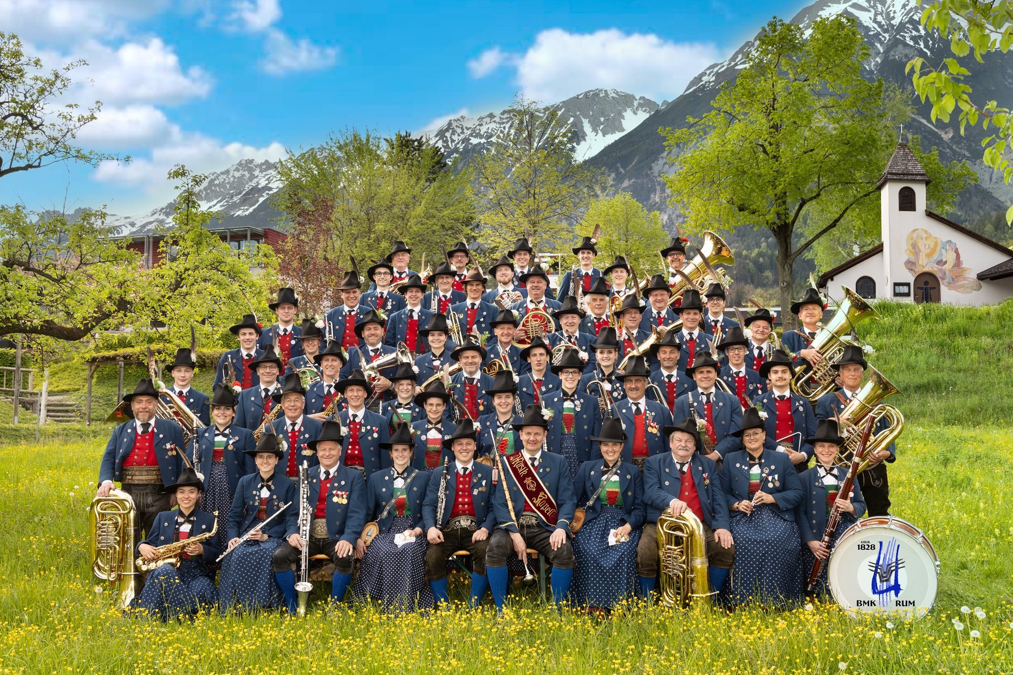 Gruppenfoto der Bundesmusikkapelle Rum